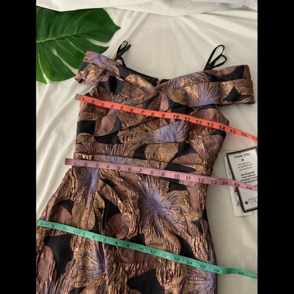 NWT $495 Aidan‎ Mattox Off Shoulder Floral Jacquard Gown Mink Rose [SZ 0 ] - Picture 12 of 12